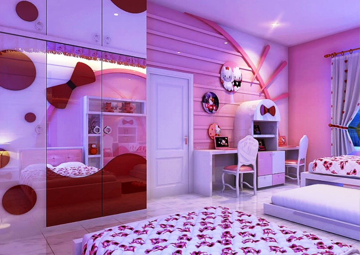 Phòng ngủ Hello Kitty cho bé gái