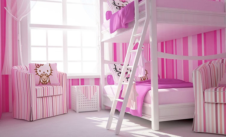 Phòng ngủ Hello Kitty cho bé gái